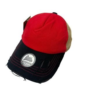 Ililily Trucker Hat Cap Red Black Distressed Howels Vintage Collection Snapback